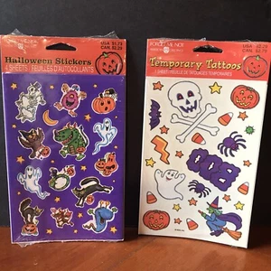 Lote De Colección Nuevo de Lote Antiguo Pegatinas Halloween Saludos Americanos Tatuaje Temporal No Me Olvíes - Imagen 1 de 10