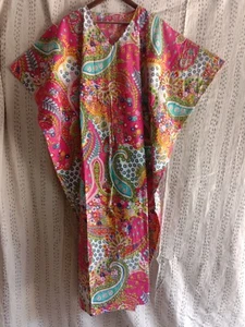 Woman's Cotton Long Kaftan Paisley Printed Party Wear Dress Indian Summer Maxi - Picture 1 of 4