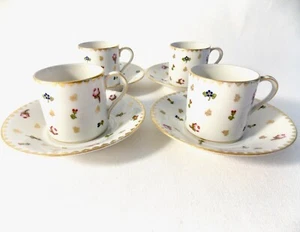 LANGENTHAL, SWISS MADE, HANDBEMALT, VIER VERGOLDETE DEMITASSE TASSEN UND UNTERTASSEN - Bild 1 von 12