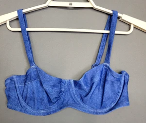 Top bikini donna Aerie ferretto 34D blu stampa denim sfoderato nuovo - Foto 1 di 14