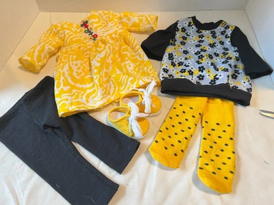 WOW - Amarillo, medias va con vestido, top + zapatos hechos para muñeca American Girl de 18" Foto 1 de 4
