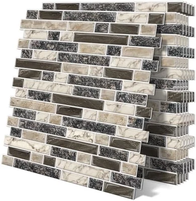 Azulejos gruesos para salpicaduras de mármol pelar y pegar - 12"x12" (10 hojas, marrón) Foto 1 de 4