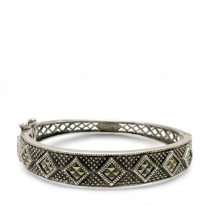 Vintage Markasiten Sterling Silber 925 Armreif Armband Art Deco Revival Stil - Bild 1 von 12