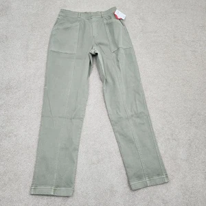 Spanx Women Large Tall Stretch Twill Straight Leg Pants Olive Oil 20399T - Picture 1 of 12