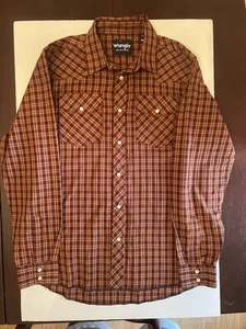 VTG Wrangler Shirt Youth XL 14-16 Pearl Snap Button Up Western Plaid Flannel - Picture 1 of 8