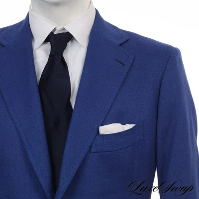 #1 MENSWEAR Cesare Attolini Napoli INTENSE Sapphire Blue S140s Flannel Jacket 58 - Image 1 of 4