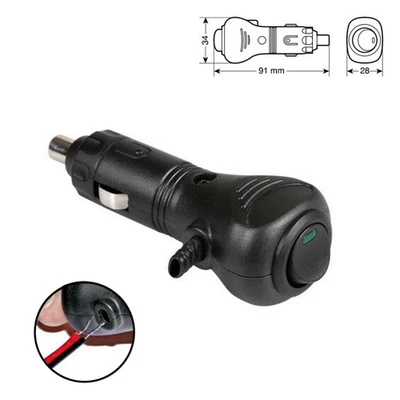 Zigarettenanzünder Universal Stecker 12V / 24V KFZ Stecker Buchse mit Ein/Aus - Bild 1 von 3