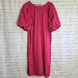 Vestido Midi Minus Lisala Súper Rosa Atado Atrás Manga Abullonada Reino Unido 12 Midi Línea A - Imagen 1 de 17