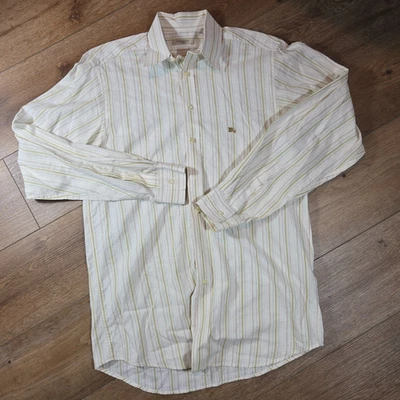 Burberry London Dress Shirt Men’s Small White Striped Long Sleeve Cotton UK Made - Image 1 of 4