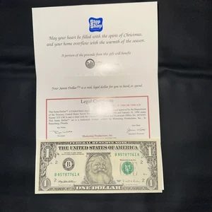 1985 Santa Claus Limited Edition real One Dollar Bill - Uncirculated  - Picture 1 of 8