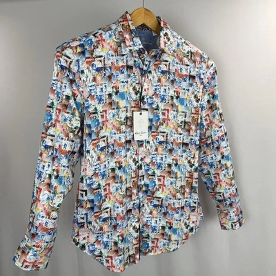 Robert Graham Button-Up Shirt Mens XL Floral Art Vibrant Flip Cuff LS Cotton NEW - Image 1 of 4