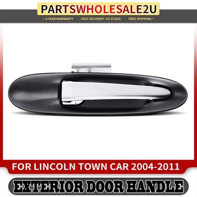 Rear Right RH Black and Chrome Exterior Door Handle for Lincoln Town Car 04-11 - Imagem 1 de 4