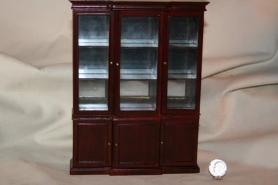 Miniature Dollhouse Vintage Bespaq Mahogany China Cabinet Breakfront 1:12 - Image 1 of 4