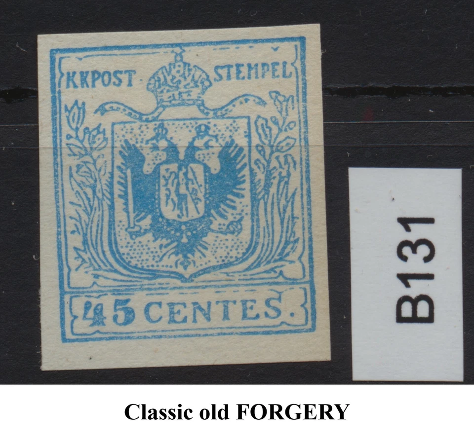 Falsificación de Austria - Lombardía-Venecia 1850 - 45c azul - B131 Foto 1 de 1