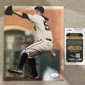 Tim Lincecum Signed 8x10 Photo Autograph San Francisco Giants JSA COA The Freak - Picture 1 of 4