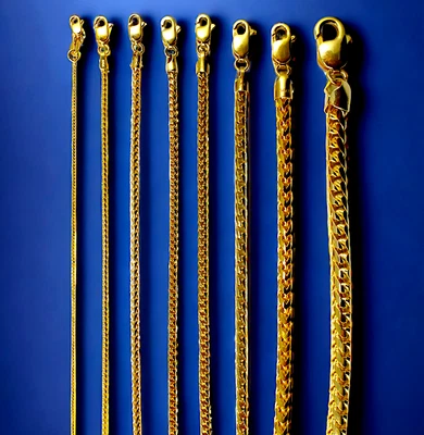 Collar Pulsera Cadena Oro Amarillo 14K SÓLIDO Franco Caja Redonda 1mm-5mm 7"-30" Foto 1 de 4