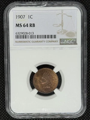 1907 1 CENT - MS 64 RB - NGC - Image 1 of 2