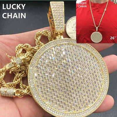 COLGANTE REDONDO O CADENA CUERDA RELLENA ORO 14K ACABADO BLING OUT 134g Foto 1 de 2