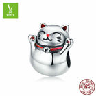 New 925 Sterling Silver Cat Charms Women Beads Fit Pendant Women Jewelry Gifts