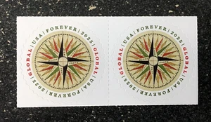 2025USA #5956 Global Forever Rate - Compass Rose - Block of 2 Pair Mint sase - Picture 1 of 1