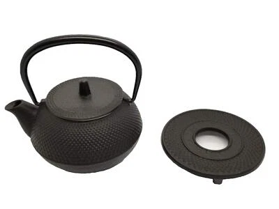 Iwachu Nambu Ironware Iron Kettle Teapot New Arale Set Black w/Box New Import JP - Image 1 of 4