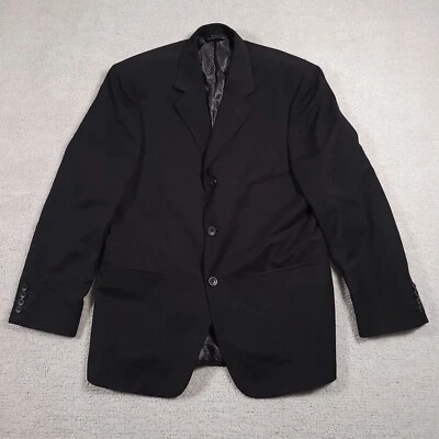 JF J.Ferrar 3 Button Black Suit Blazer Sports Coat Mens 38S Shoulder Pads - Image 1 of 4