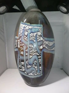 LARGE FRENCH OLIVIER MALLEMOUCHE STUDIO ART GLASS VASE - Picture 1 of 6