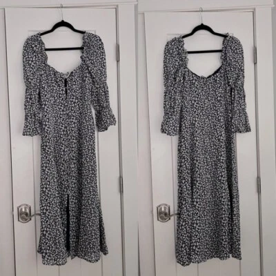 Reformation Roberta Midi платье синий белый цветочный принт новый с ярлыком - Изображение 1 из 4