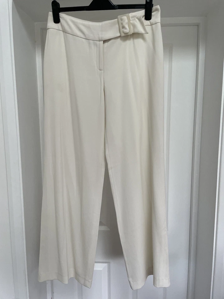 Coast Women’s Cream Belted Wide Leg Work Trousers Office Size 14 - Image 1 of 4