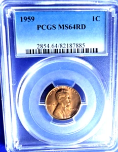 1959 1C RD Lincoln Memorial Cent-PCGS #2854 Grade MS64RD--228-1 - Picture 1 of 3