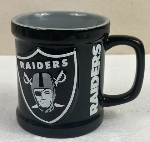 Oakland Raiders Black Coffee Mug Official NFL 3D Raised Logo Large Cup Cover