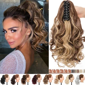 Echt Dick Klammer Haarteil Lockig Pferdeschwanz Haarverlängerung Clip Ponytail - Bild 1 von 71