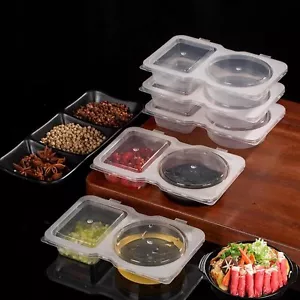 15pcs Double Compartment Condiment Containers with Lids Disposable,2 Compartment - Picture 1 of 8