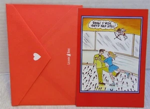 Tarjeta de San Valentín dibujos animados, esquí, Cupido, con sobre - Imagen 1 de 3
