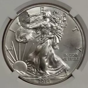 2014 NGC MS67 Major Struck Thru Silver Eagle Dollar Mint Error Great Eye Appeal - Picture 1 of 5