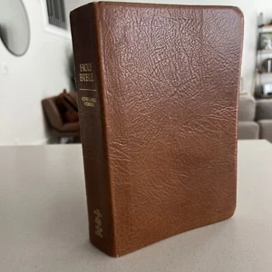The Holy Bible Large Print Brown Leather LDS Mormon KJV JST 1983 Great Condition - Picture 1 of 11