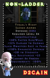 Diablo 2 SC⭐️Non-Ladder⭐️Tyraels Might Unique Sacred Armor⭐️PC/SWITCH/PS - Picture 1 of 1