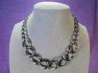 Vtg Silver Tone Double Chain Choker Necklace 16" Chunky Graduated Links / S