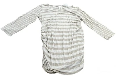Jessica Simpson Maternity Top Womens Size Medium Beige Striped Zip Back Shirt - Image 1 of 4