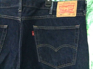Men's Sz 42/29 Vintage LEVIS 505 dark Blue RARE Red Tab wide Leg mint condition - Picture 1 of 8