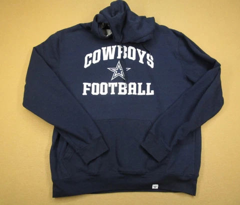 Dallas Cowboys Hoodie Men Large Blue Fanatics Pullover Star Spell Out Sweatshirt Cover