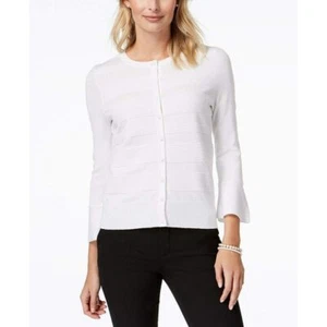 Charter Club Women's Ottoman Cardigan With Ruffle Sleeve White Large NEW W TAG - Picture 1 of 3