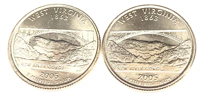 # C2664   WEST VIRGINIA    STATEHOOD  QUARTERS, P & D  from  MINT ROLLS - Image 1 of 2