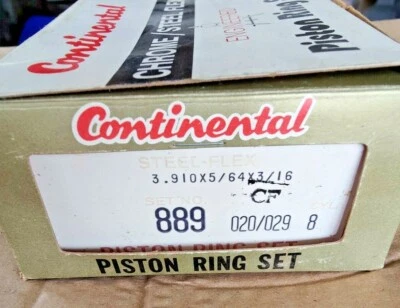 1957-69 Plymouth 301 318 V8 juego de anillos de pistón Continental #: 889,020, diámetro de 3,91" Foto 1 de 2