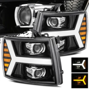Faros proyectores tubo LED/DRL negro brillante Silverado 07-13 diestro/derecho - Imagen 1 de 8
