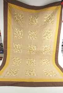 Handgefertigte 15 Aufnäher Quilt Top 55" x 37" 5,5" Blatt Design Patch Gebetsblöcke 2008 - Bild 1 von 8