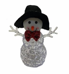 18 CM MEHRFARBIGER LED SCHNEEMANN MIT ZYLINDERMÜTZE BELEUCHTET WEIHNACHTSDEKO - Bild 1 von 2