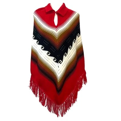 Poncho Capa Shaw Flecos Funky Azteca Años 70 80 De Colección SM/MED Foto 1 de 3