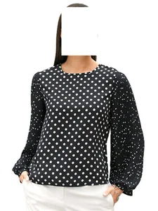 Alba Bluse schwarz-weiss mit plissiertem Langarm Gr. 42, 44, 46, 48 0822293485 - Picture 1 of 6