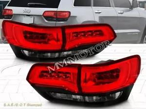 FITS FOR 2014-2019 JEEP GRAND CHEROKEE TAIL LIGHTS LED RED/SMOKE BLACK TRIME NEW - Picture 1 of 4